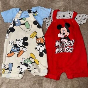 24 month Disney Mickey Mouse Blue and Red Baby Rompers